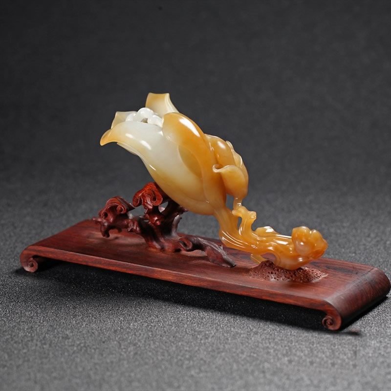 糖白玉-玉兰花小摆件