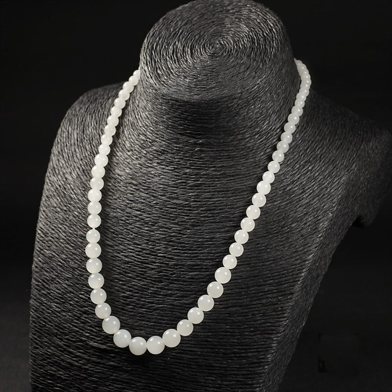 羊脂白玉-圆珠（塔珠）项链